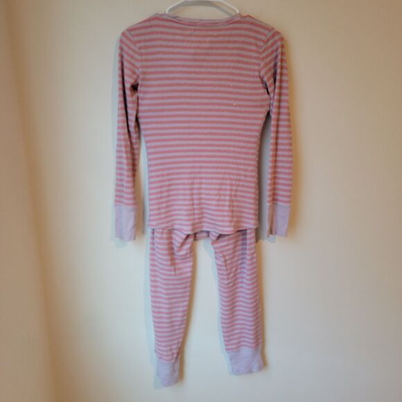 Victorias Secret Pajama Set Thermal Pink Striped Metallic Y2k Style Xs - Picture 3 of 6